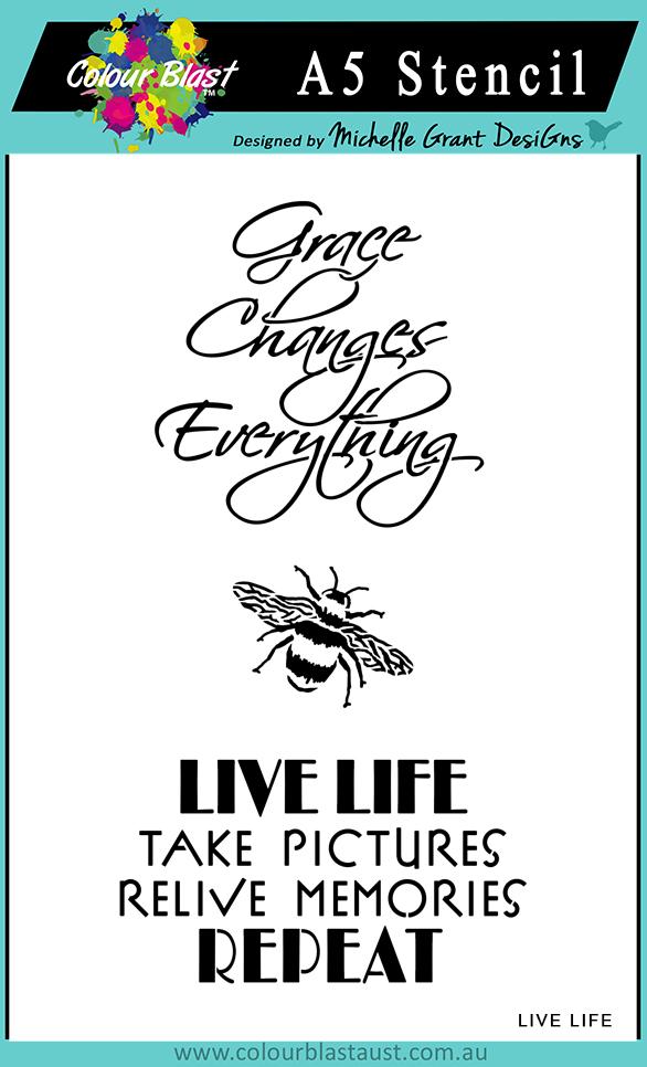 Colourblast-Live life - A5 Stencil