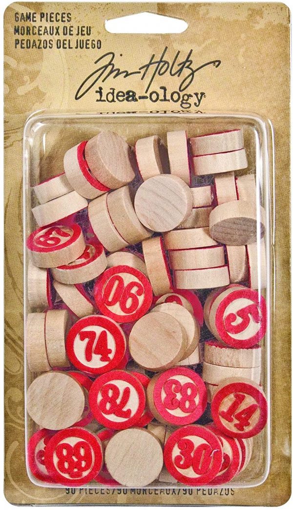 Tim Holtz Idea-Ology Game Pieces - Wooden Bingo numbers