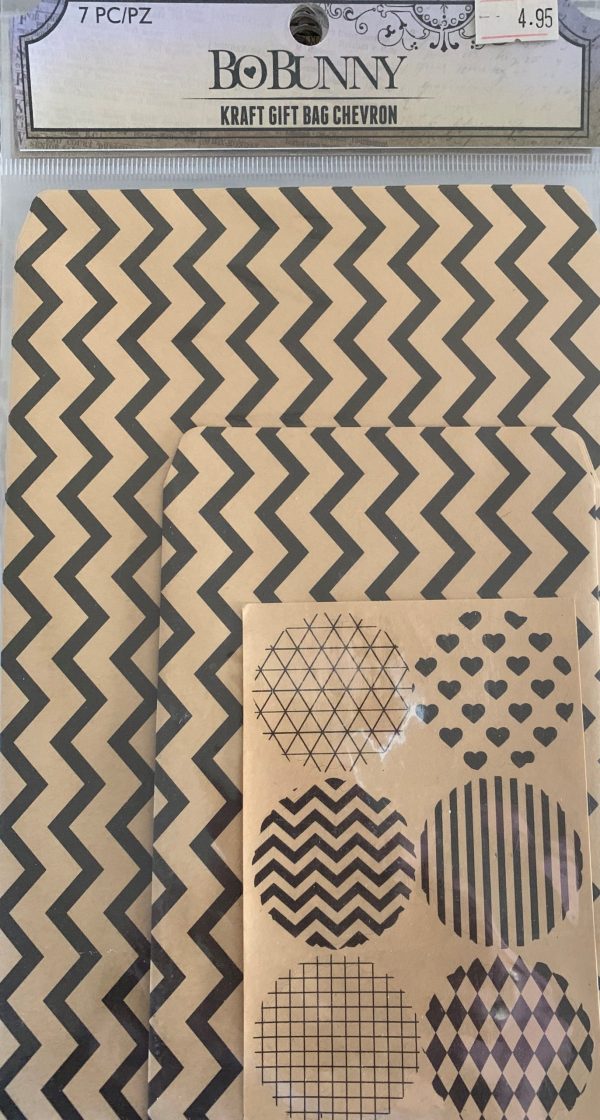 Bo Bunny- Kraft Gift Bag-Chevron