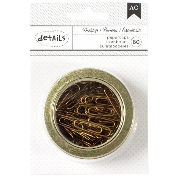 American Crafts- Office Tins - Paper Clips Gold