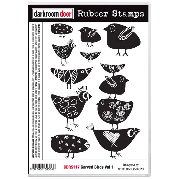 Mez's Stash--DARKROOM DOOR Rubber Stamp Set - Carved Birds Vol 1